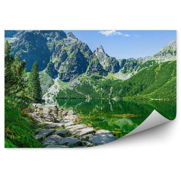 Papier peint Montagnes Rochers Lac Mer Yeux Palmiers Tatra Ciel Nuages