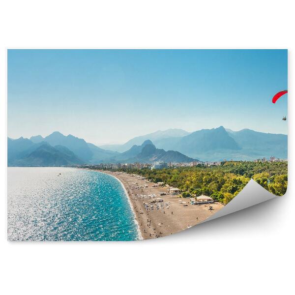 Papier peint Vue De La Plage Tropicale Et Des Montagnes