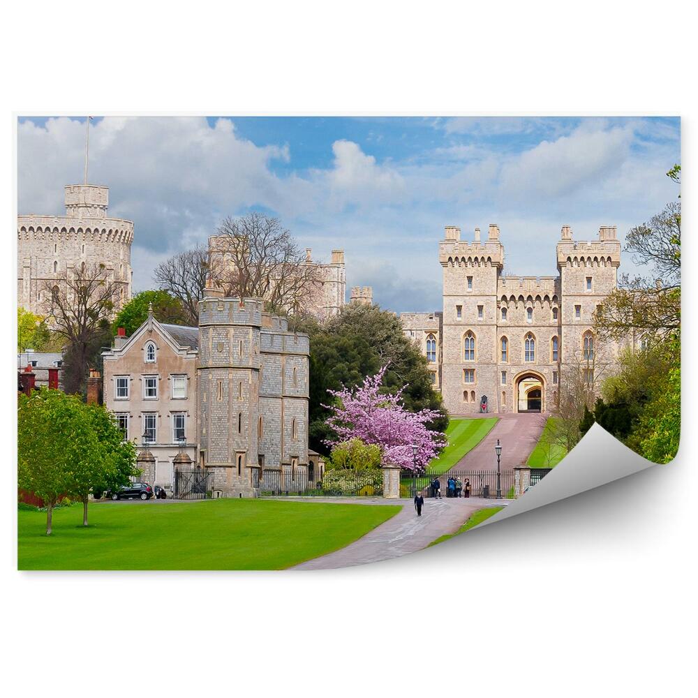 Papier peint Château de Windsor Herbe Arbres Ciel Nuages Londres