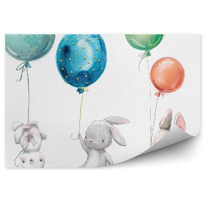 Tapisserie murale Lièvres ballons colorés