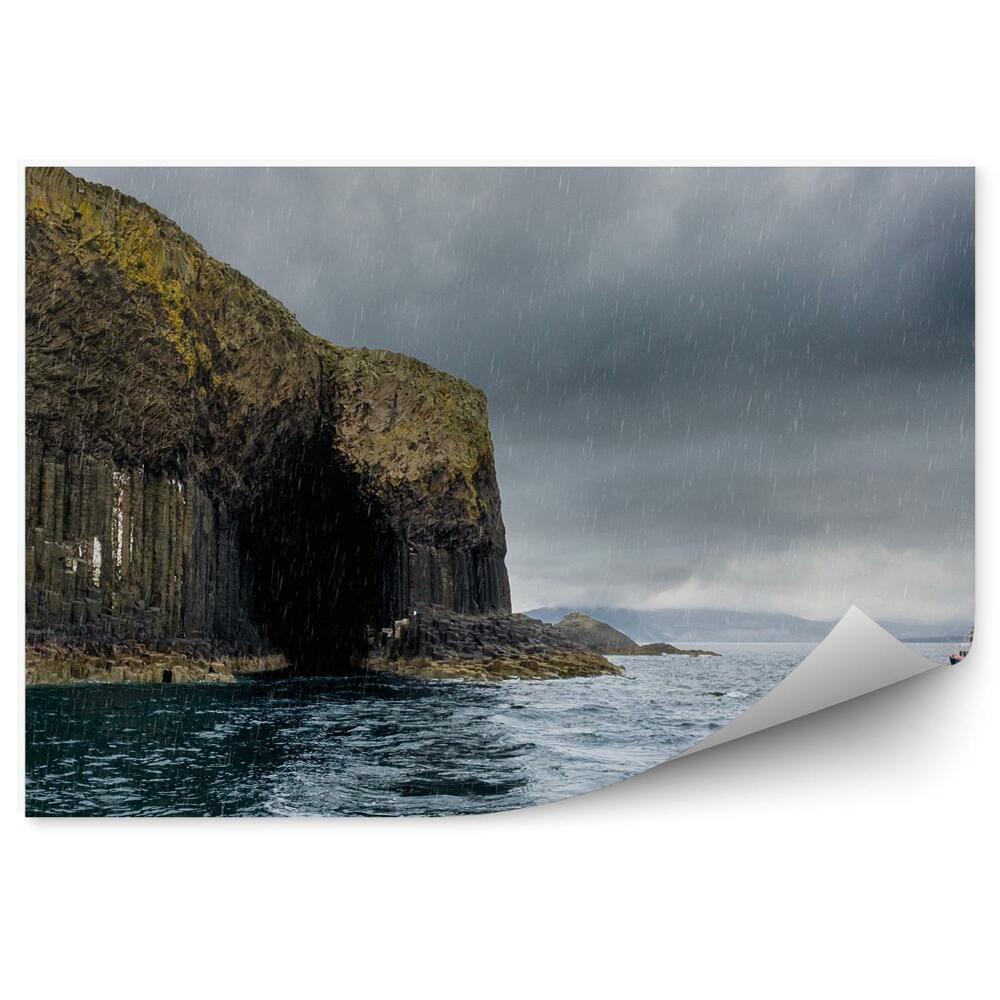 Papier peint Personnel De L'île D'ecosse Pluie Rochers Océan Bateau