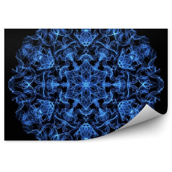 Papier peint Mandala flammes bleues sur fond noir