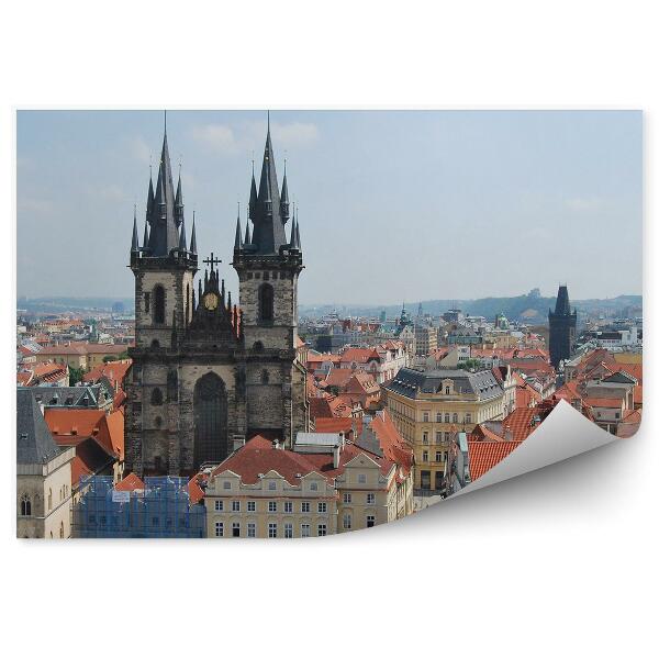 Papier peint Panorama de la ville de Prague, ciel et nuages