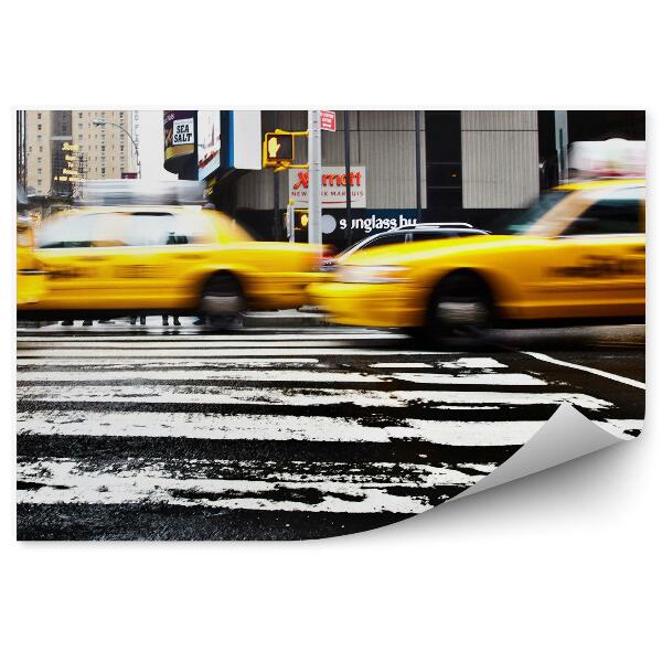 Papier peint Trafic taxi jaune voitures new york