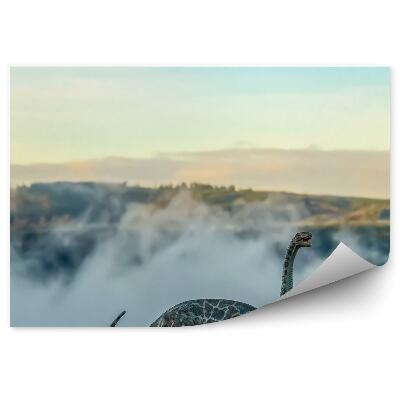 Papier peint Figurine De Brontosaure Sur Fond De Collines