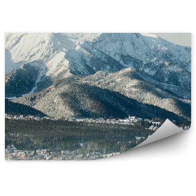 Papier peint Giewont Mountains Snow Winter Cottages Winter Tatras