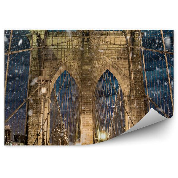 Papier peint Paysage hivernal pont de Brooklyn chute de neige