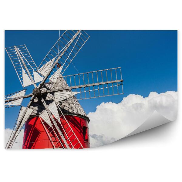 Papier peint Nuages Du Ciel De L'herbe Rouge Du Moulin