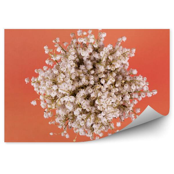 Papier peint Bouquet de muguet fond orange