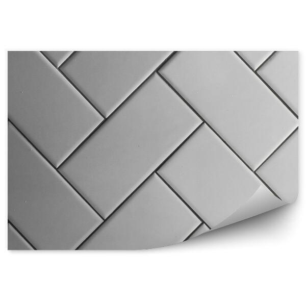 Papier peint Carreau blanc rectangulaire à chevrons relief