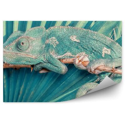 Papier peint Caméléon Sur Fond De Feuille De Palmier