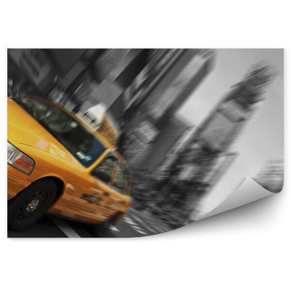 Papier peint New york photo noir et blanc trafic taxi jaune