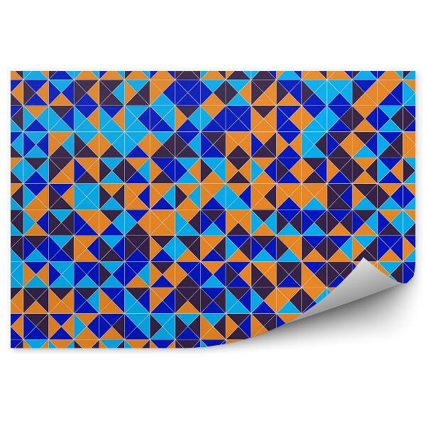 Papier peint Mosaïque bleu orange à motifs géométriques