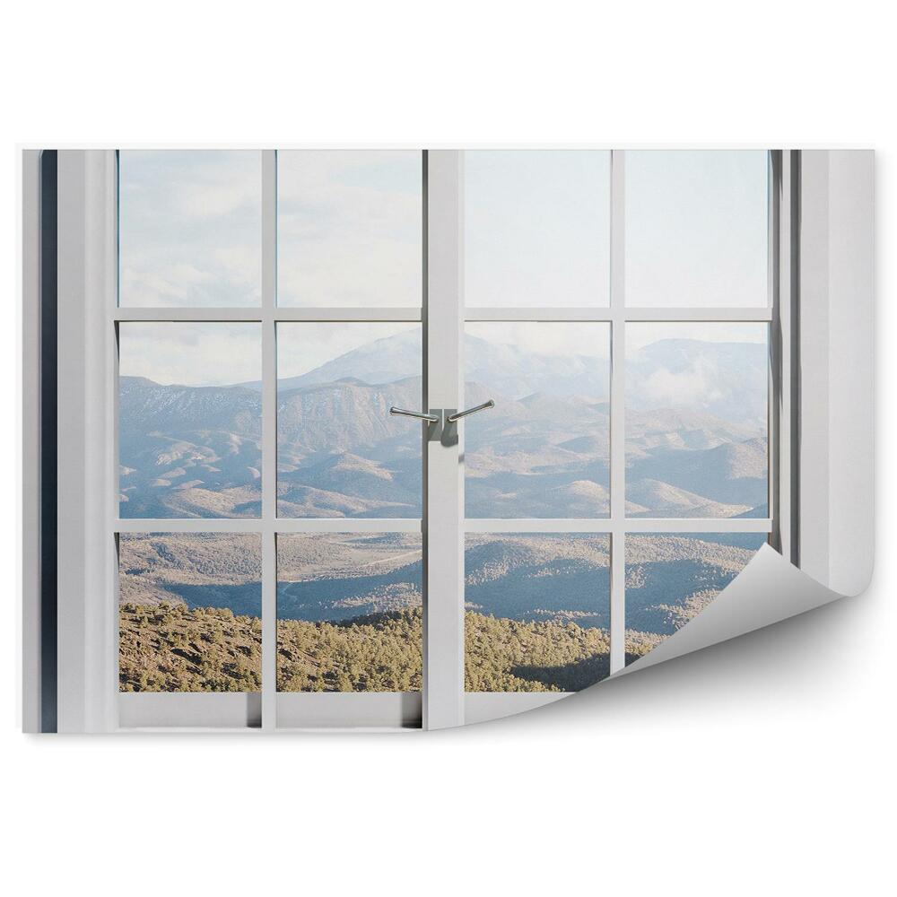 Papier peint Fenêtre avec rebord vue sur les montagnes