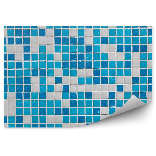 Papier peint Mosaïque bleue et blanche