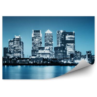Papier peint Panorama De La Ville Océan Gratte-Ciel Lumières