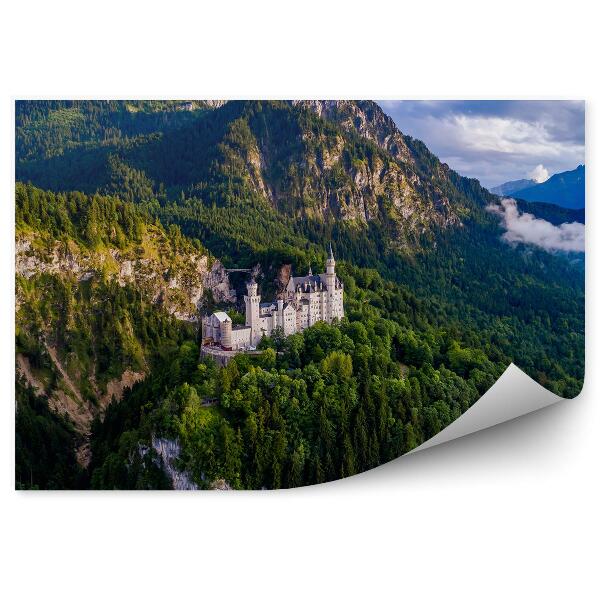 Papier peint Château De Neuschwanstein Allemagne Alpes Bavaroises Ciel Nuages