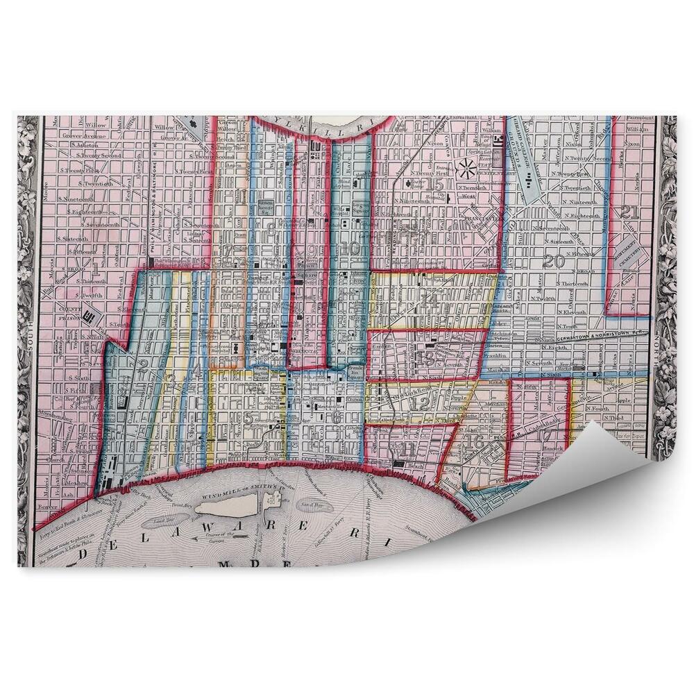 Papier peint Ancienne carte de Philadelphie