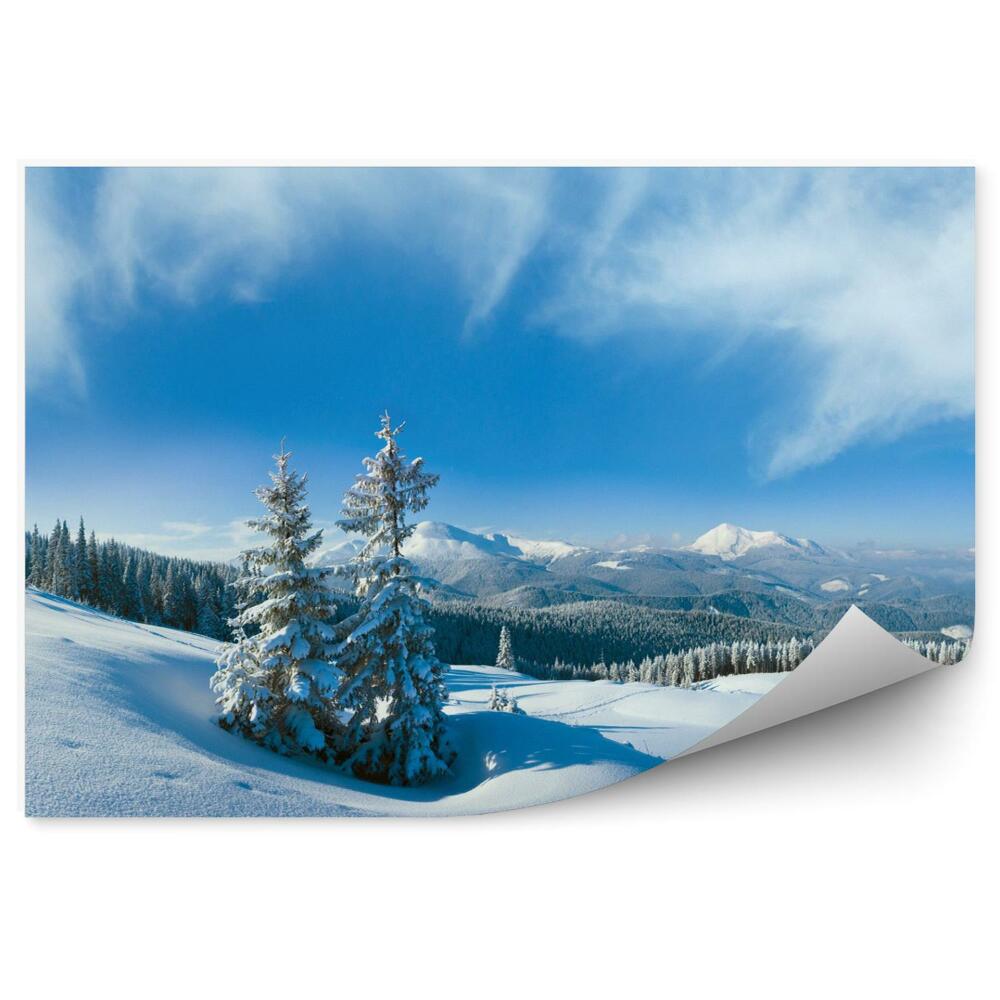 Tapisserie panoramique Panorama hivernal de montagnes enneigées