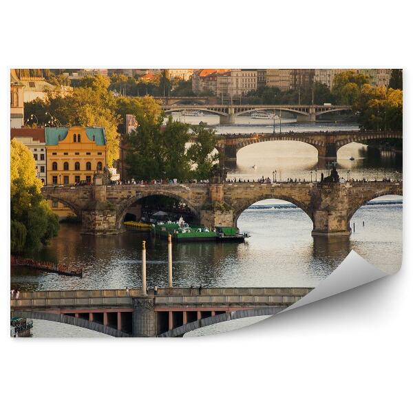 Papier peint Ponts de Prague vltava architecture bâtiments