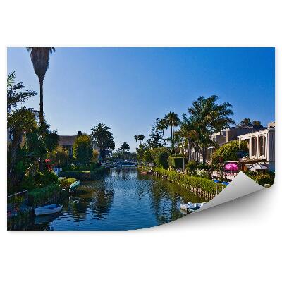 Papier peint Old Venice Canals California Palm Boats Bridges
