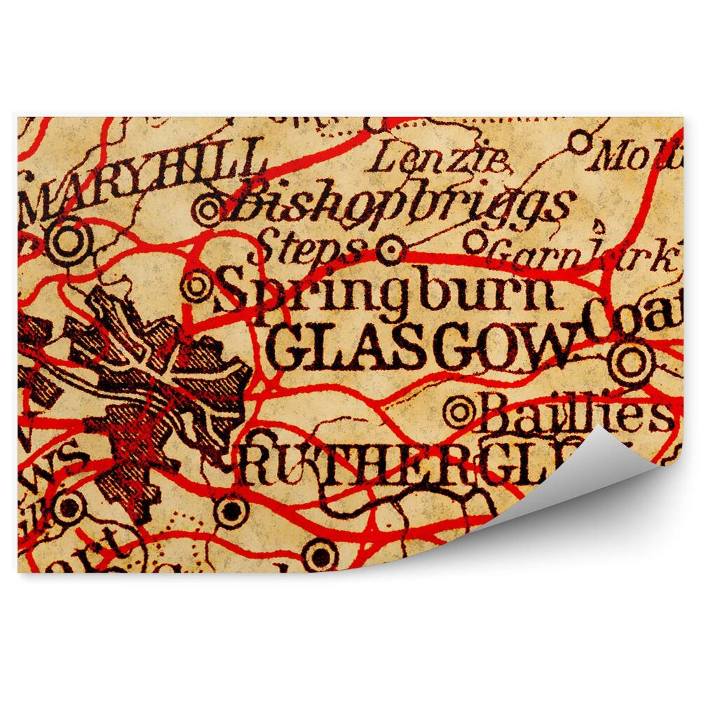 Papier peint Ancienne carte de Glasgow