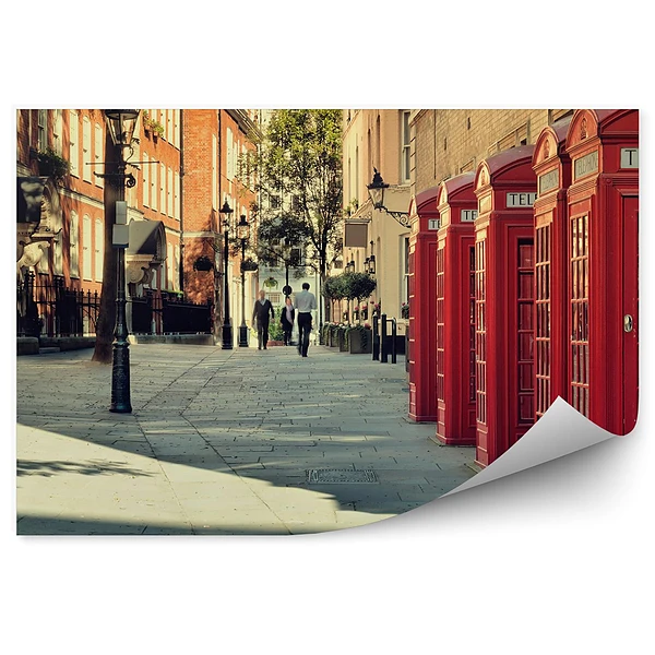Papier peint Cabine téléphonique Bâtiment Personnes Rue Londres