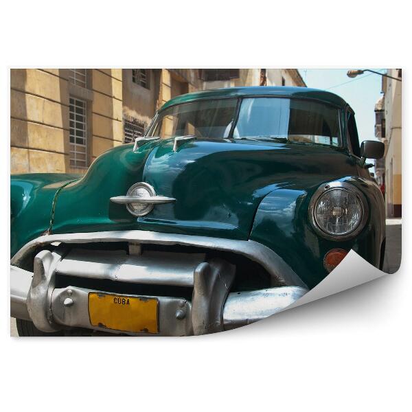 Papier peint Vieille voiture cubaine verte