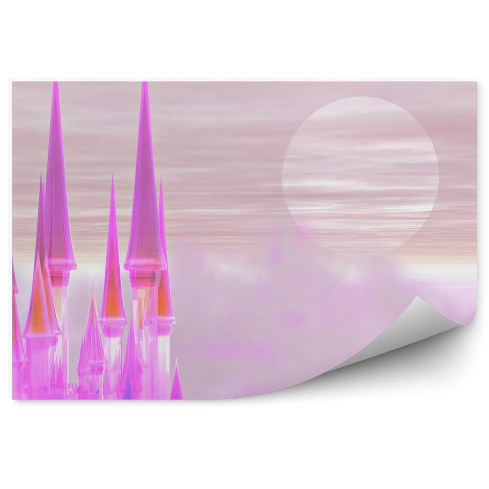 Papier peint panoramique Château rose sur la lune