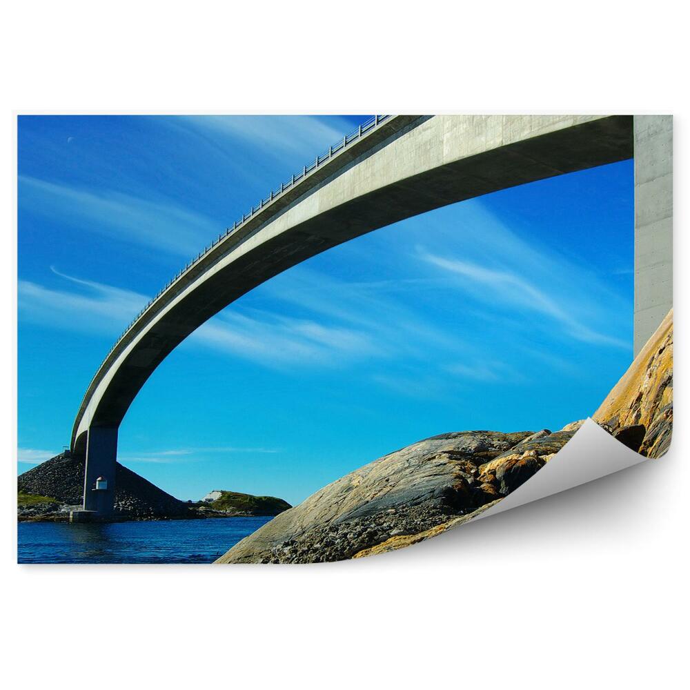 Papier peint Paysage norvégien pont route rochers perspective