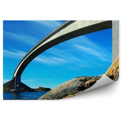 Papier peint Paysage norvégien pont route rochers perspective