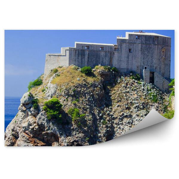 Papier peint Fort de Lovrjenac Croatie Rochers Ciel Mer Arbres Bateaux