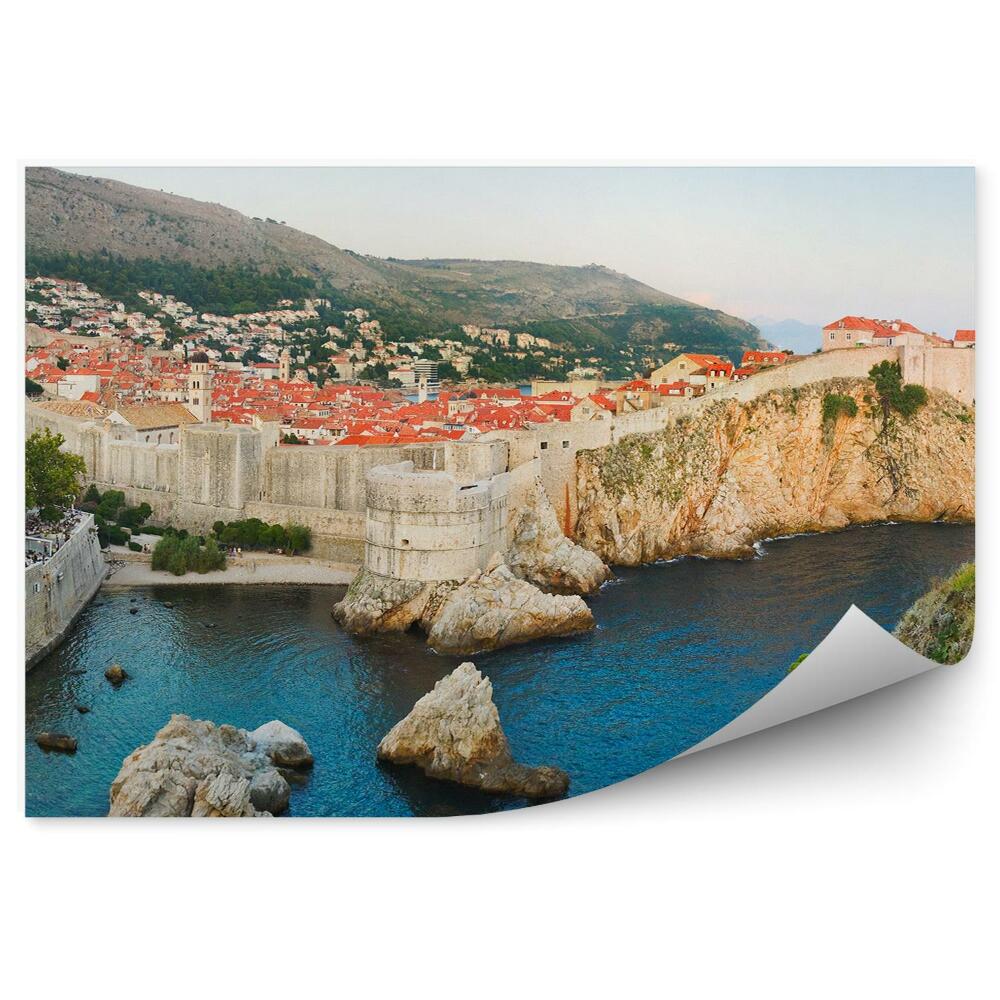 Papier peint Croatie murs ville colline bateaux