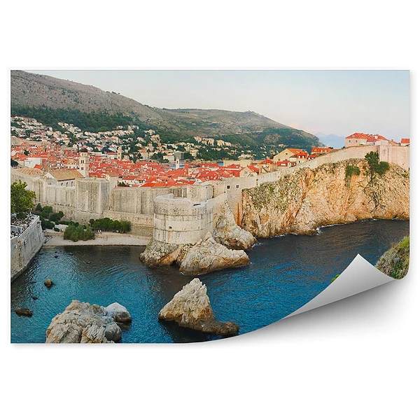 Papier peint Croatie murs ville colline bateaux