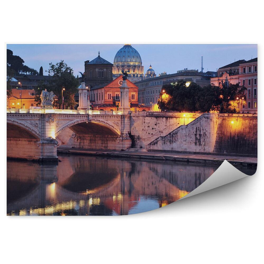Papier peint Rome Bâtiments Pont Arbres Rivière Ciel
