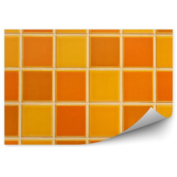 Papier peint Cube orange en céramique motif quadrillé