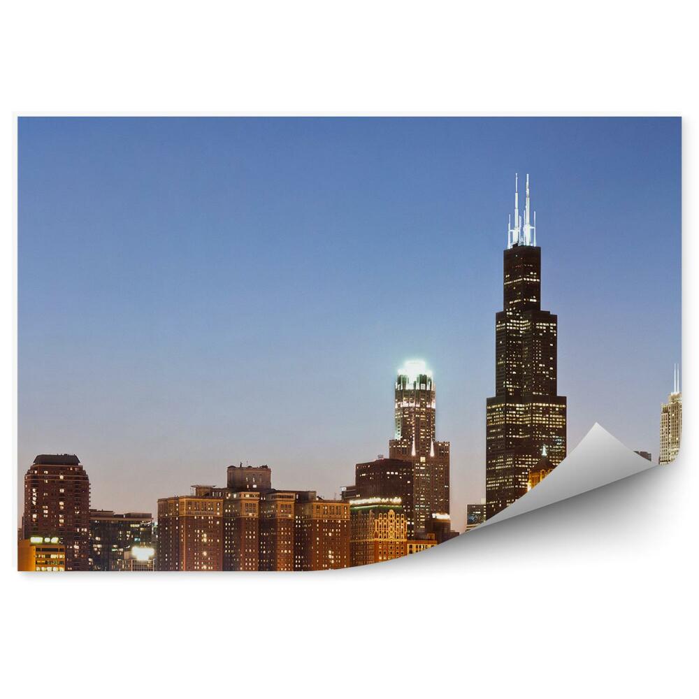 Papier peint Gratte-ciel de Chicago Nuit de lumière Océan