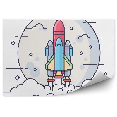 Tapisserie panoramique Fusée spatiale, nuage, lune