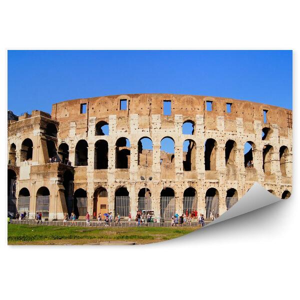 Papier peint Symbole de Rome colisée touristes ciel bleu