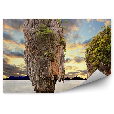 Papier peint Thaïlande escarpement rocheux ciel nuageux île