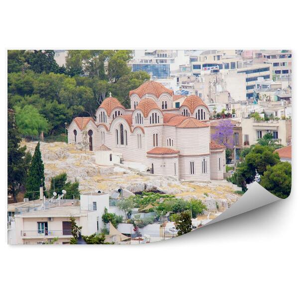 Papier peint Panorama de la ville d'Athènes Grèce Arbres