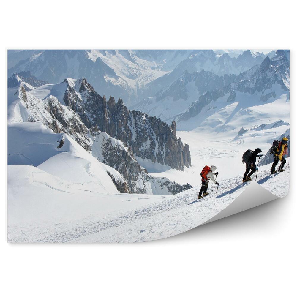 Papier peint Mont Blanc Montagnes Hiver Neige Alpinistes