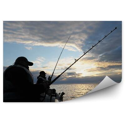 Papier peint Pêcheurs bateau eau ciel nuageux