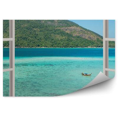 Papier peint Bateau Eau Bleue Île Verte