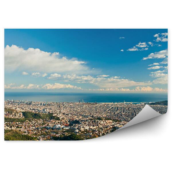 Papier peint Bâtiments Ciel Nuages Arbres Vue Barcelone Espagne