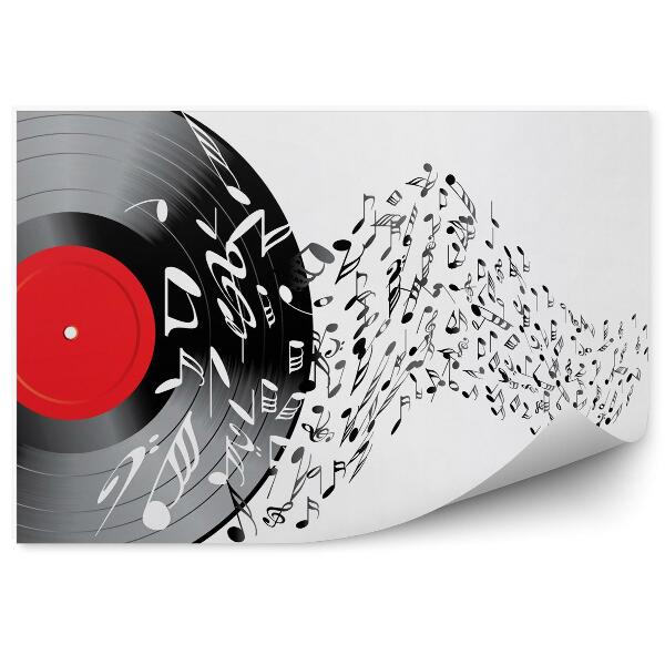 Tapisserie murale Disque vinyle et partition 