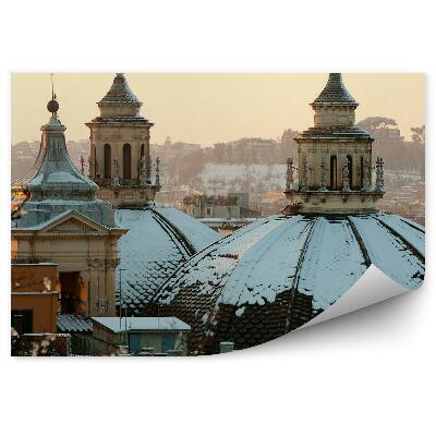 Papier peint Dômes d'églises enneigés rome