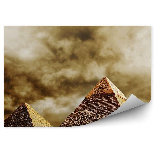 Papier peint Pyramides d'Egypte ciel nuageux