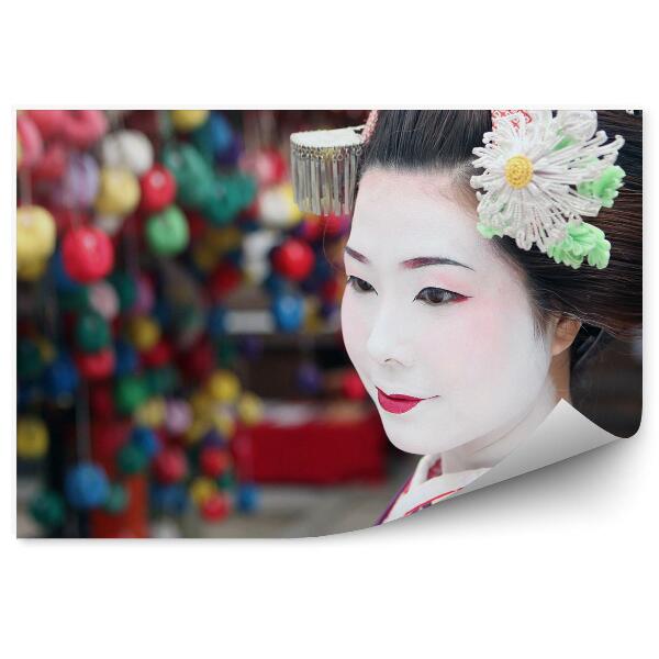 Papier peint Portrait de geisha kimono violet Japon