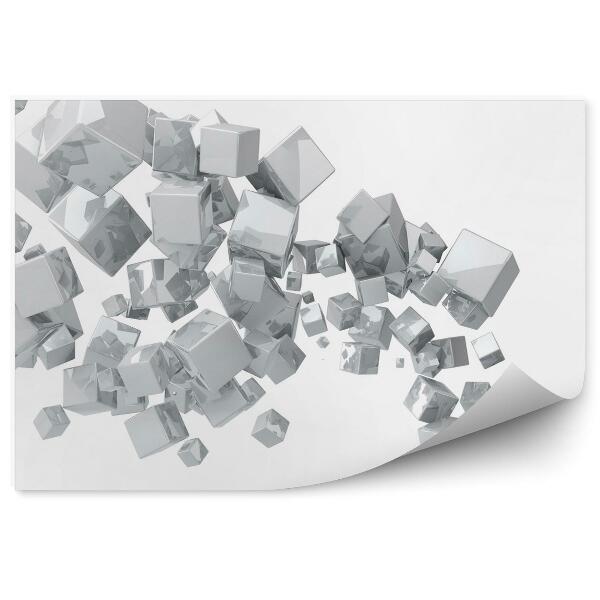 Papier peint Cubes 3d Blancs Brillants Sur Fond Blanc